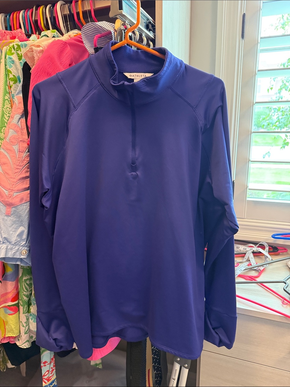 Athleta women’s Long-Sleeve Quarter Zip— Deep Purple